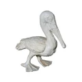 Cast Iron Pelican Figurine Garden Decor, Antique White