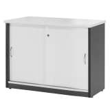 Logan Credenza Cabinet with Locker, 120cm, White / Black