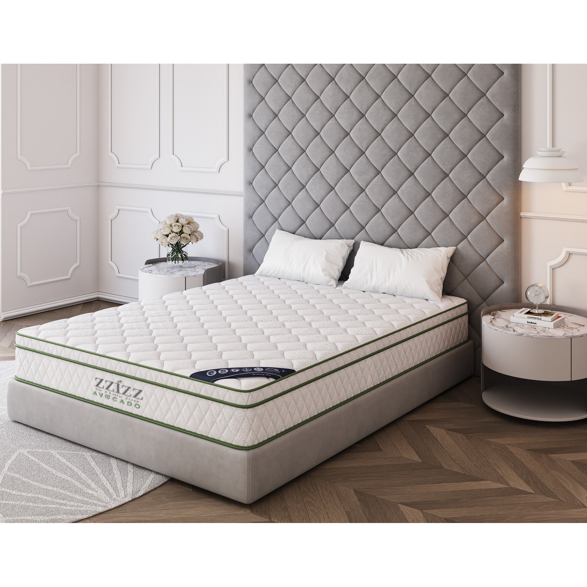 Avocado Boxed Euro Top Pocket Spring Firm Mattress, Double