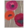 Sanderson Poppies Designer Wool Rug, 200x140cm, Red / Orange