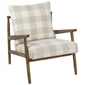 Amalfi Grange Timber Armchair with Cushion, Dark Walnut / Beige Buffalo Check