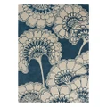 Florence Broadhurst Japanese Floral Hand Tufted Designer Wool Rug, 180x120cm, Midnight