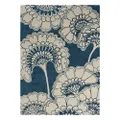 Florence Broadhurst Japanese Floral Hand Tufted Designer Wool Rug, 280x200cm, Midnight