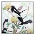 "Willy Wagtail Trio" Framed Canvas Wall Art Painting, 83cm
