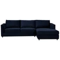 Mardi Velvet Fabric Corner Sofa, 2 Seater with RHF Chaise, Navy
