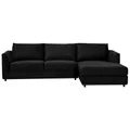 Mardi Velvet Fabric Corner Sofa, 2 Seater with RHF Chaise, Black