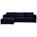 Mardi Velvet Fabric Corner Sofa, 2 Seater with LHF Chaise, Navy