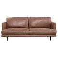 Ashcroft Leather Look Fabric Sofa, 3 Seater, Saddle Brown