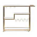 Treviso Stainless Steel & Glass Bar Cart, Brushed Gold