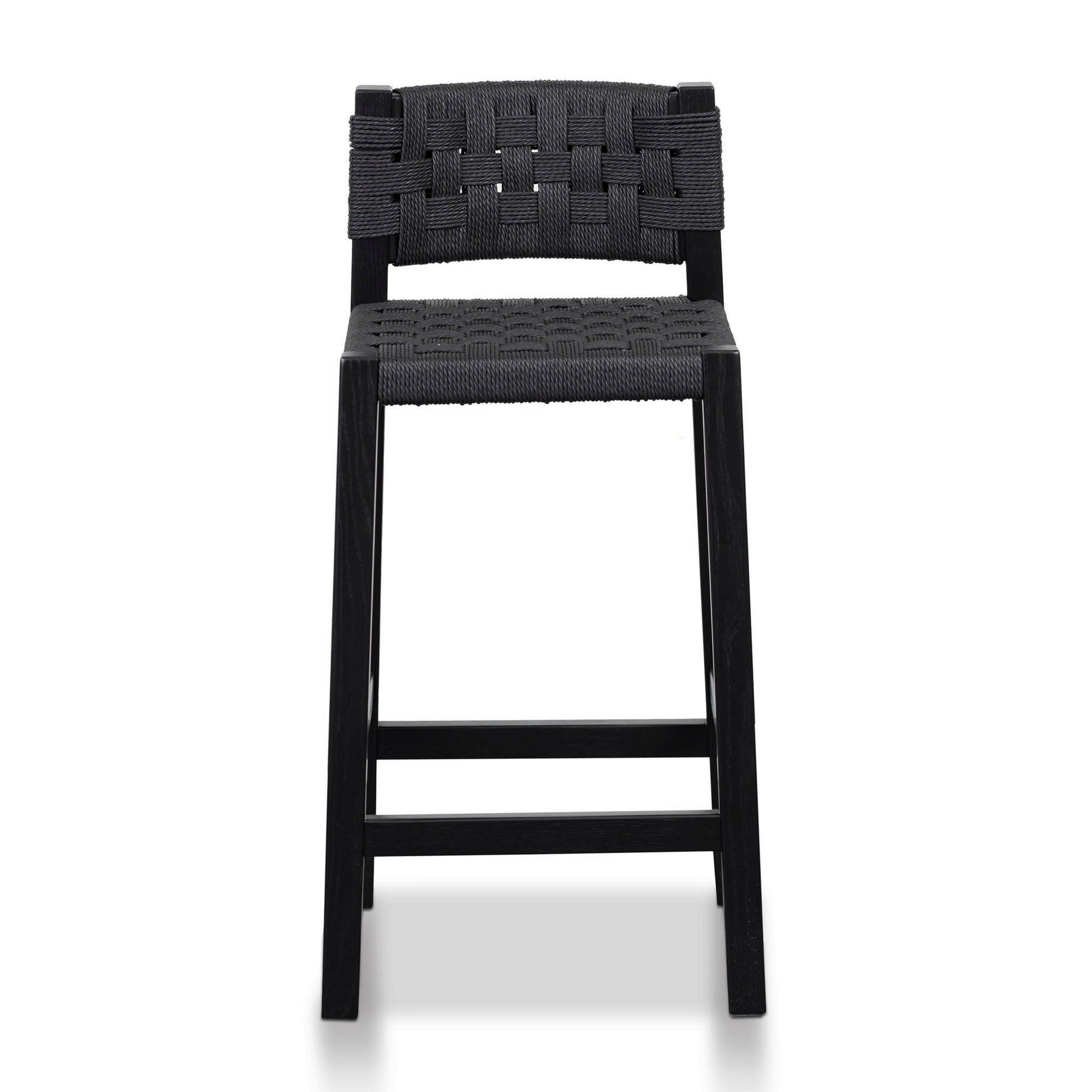 Jeloy Oak Timber Counter Chair, Black