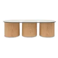 Bricoli Oval Glass Top Coffee Table, 140cm, Natural
