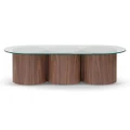 Bricoli Oval Glass Top Coffee Table, 140cm, Walnut
