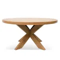 Lorentes Wooden Round Dining Table, 150cm, Distressed Natural