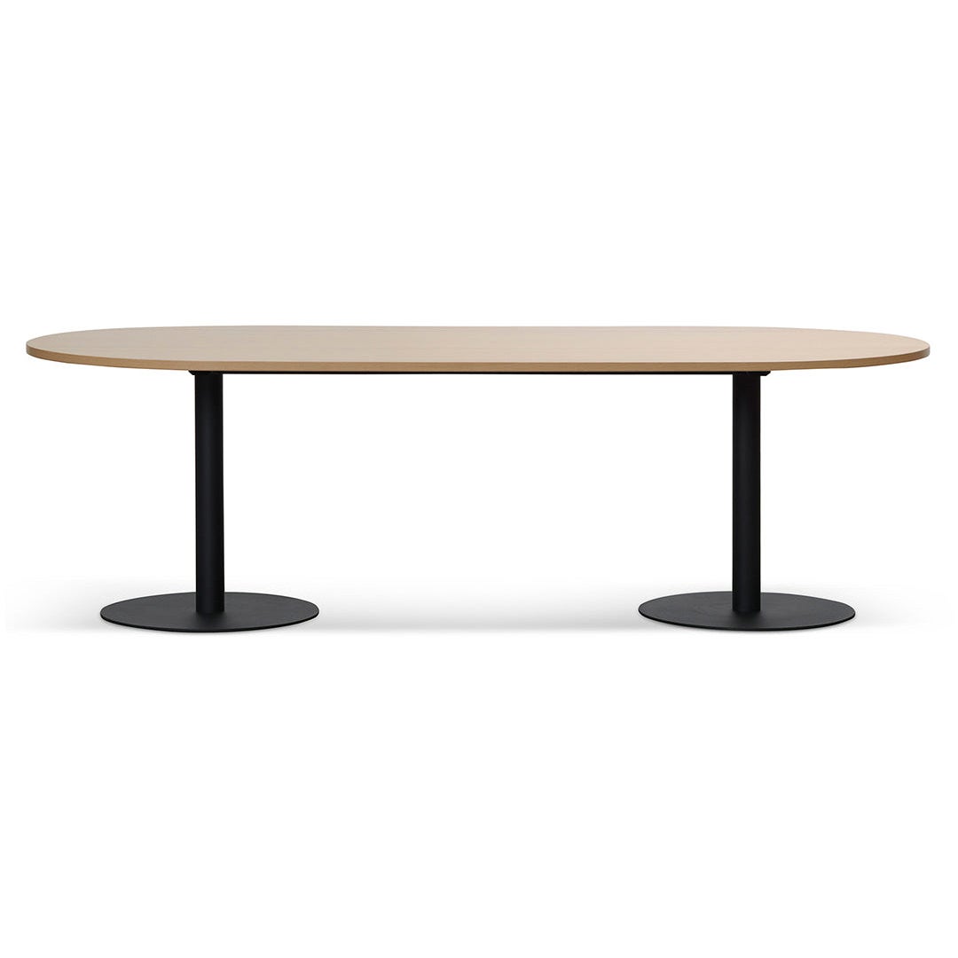 Avedore Wood & Metal Oval Conference Table, 240cm, Natural / Black