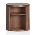 Vicosa Wooden Round Open Shelf Bedside Table, Walnut