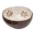 Nacre Shell Inlay Coconut Bowl, Flower Pattern