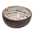 Nacre Shell Inlay Coconut Bowl, Dashed Pattern