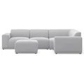 Bailey Fabric Corner Sofa, 4 Seater with Ottoman, Cloud Grey