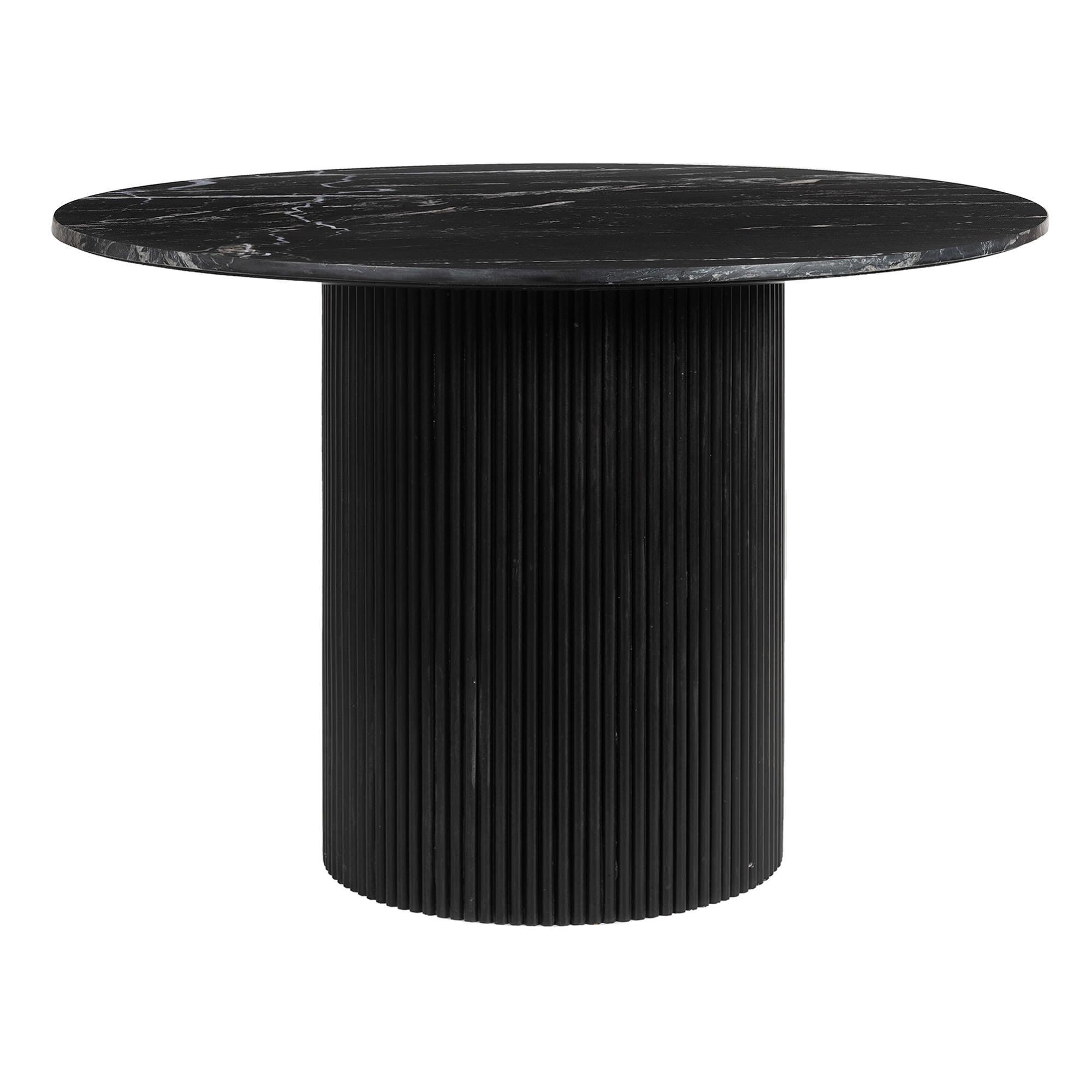 Paloma Marble & Timber Round Dining Table, 120cm, Black / Black