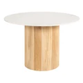Paloma Marble & Timber Round Dining Table, 120cm, White / Natural