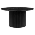 Paloma Marble & Timber Round Coffee Table, 85cm, Black / Black