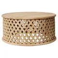 Hafina Carved Mango Wood Round Coffee Table, 90cm, Natural