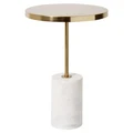 Kush Iron & Marble Round Side Table, Gold / White