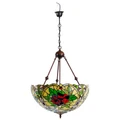 Red Camellia Tiffany Style Stained Glass Uplighter Pendant Light