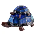 Wolseley Tiffany Style Stained Glass Piggyback Turtle Statue Table Lamp, Blue
