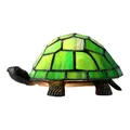 Wolseley Tiffany Style Stained Glass Turtle Statue Table Lamp, Green
