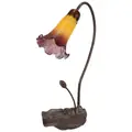 Lily Tiffany Style Stained Glass Flower Table Lamp, Single Shade, Orange / Wine
