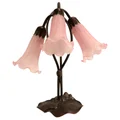 Lily Tiffany Style Stained Glass Flower Table Lamp, Triple Shade, Pink