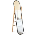 Umbra Hub Rubber Frame & Rubberwood Ladder Cheval Mirror, 158cm, Black / Natural