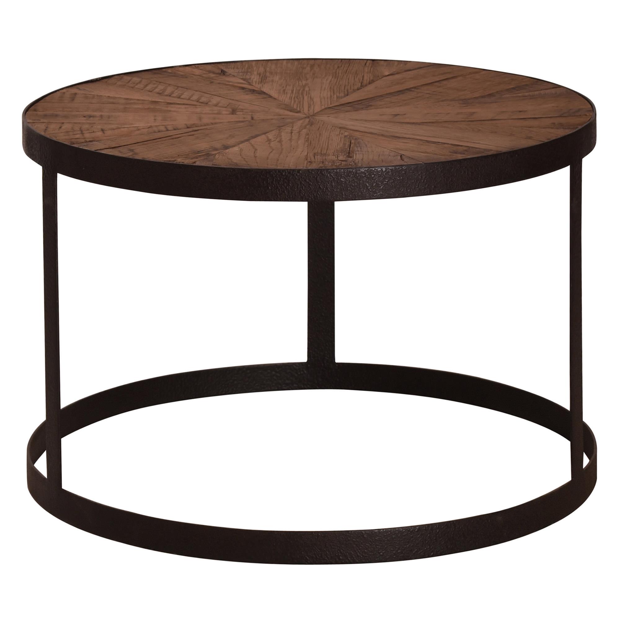 Elford Reclaimed Timber & Iron Round Coffee Table, 60cm