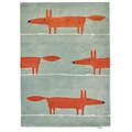 Scion Mr Fox Hand Tufted Designer Wool Rug, 200x140cm, Mint / Poppy