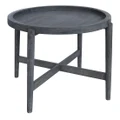 Montana Mango Wood Round Tray Top Side Table, Charcoal