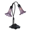 Lily Tiffany Style Stained Glass Flower Table Lamp, Double Shade, Purple