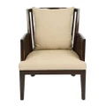 Audrina Mahogany Timber & Fabric Armchair, Brown / Beige