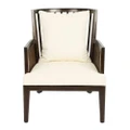 Audrina Mahogany Timber & Fabric Armchair, Brown / White