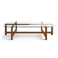 Quarry Glass & Timber Rectangle Coffee Table, 114cm, Walnut