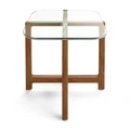 Quarry Glass & Timber Square Side Table, Walnut