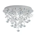 Pianopoli Crystal Glass & Stainless Steel Dimmable LED Batten Fix Ceiling Light, 15 Light