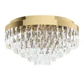 Valparaiso Crystal Glass & Steel Batten Fix Ceiling Light, 8 Light, Gold