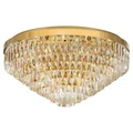 Valparaiso Crystal Glass & Steel Batten Fix Ceiling Light, 16 Light, Gold