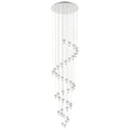 Pianopoli Crystal Glass & Stainless Steel Dimmable LED Spiral Cluster Pendant Light, 40 Light