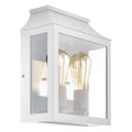 Soncino IP44 Metal & Glass Exterior Wall Lantern, Double Light, White