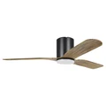 Iluka Indoor / Outdoor DC Hugger Ceiling Fan with CCT LED Light & Remote, 132cm/52", Black / Rustic Brown