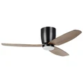 Seacliff Indoor / Outdoor DC Hugger Ceiling Fan with CCT LED Light & Remote, 112cm/44", Black / Light Walnut