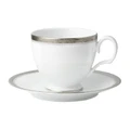 Noritake Charlotta Platinum Microwave Safe Fine Porcelain Tea Cup & Saucer Set