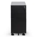 Desio Slim 3 Drawer Moblie Pedestal File Cabinet, Black